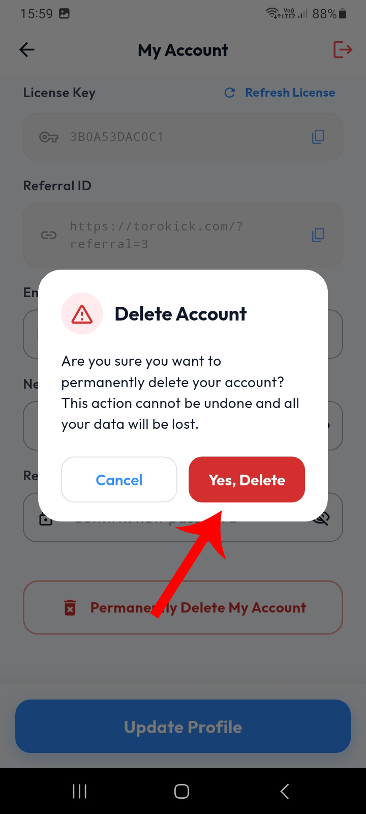 Delete Account Confirmation